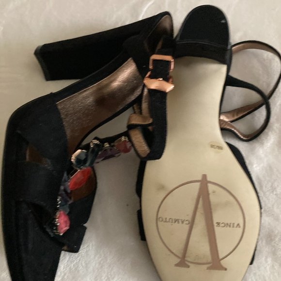 Vince Camuto Clarkson Suede Jeweled Platform Heels - Picture 5 of 5